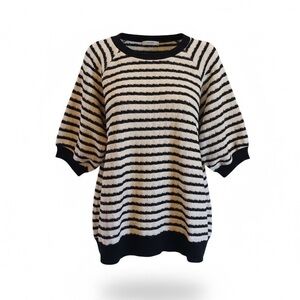 torrid Belle Isle Ribbed Raglan Crewneck Top Navy White Size 0, Lg 12